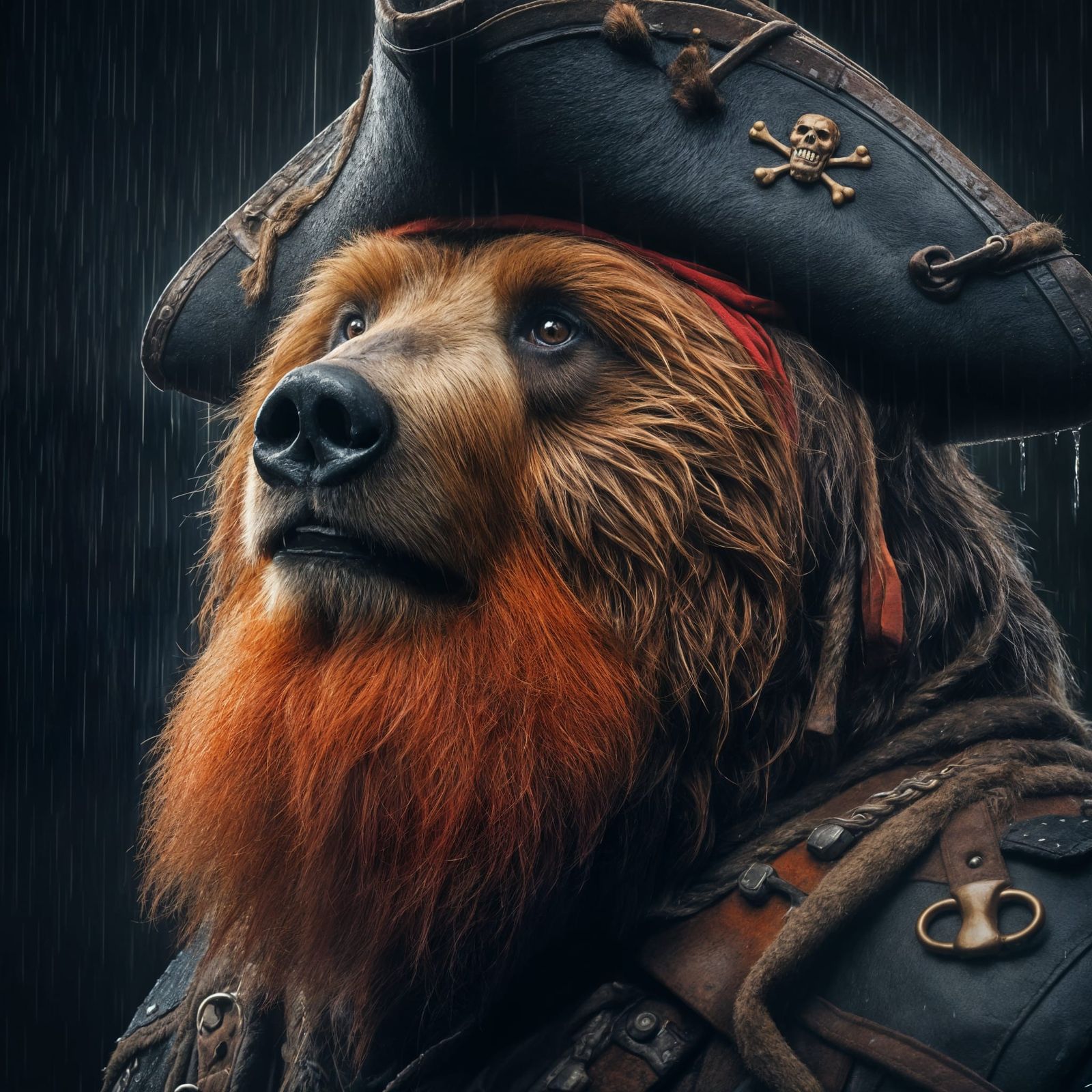 Kodiak Bear Pirate Portrait in Heavy Metal Detail