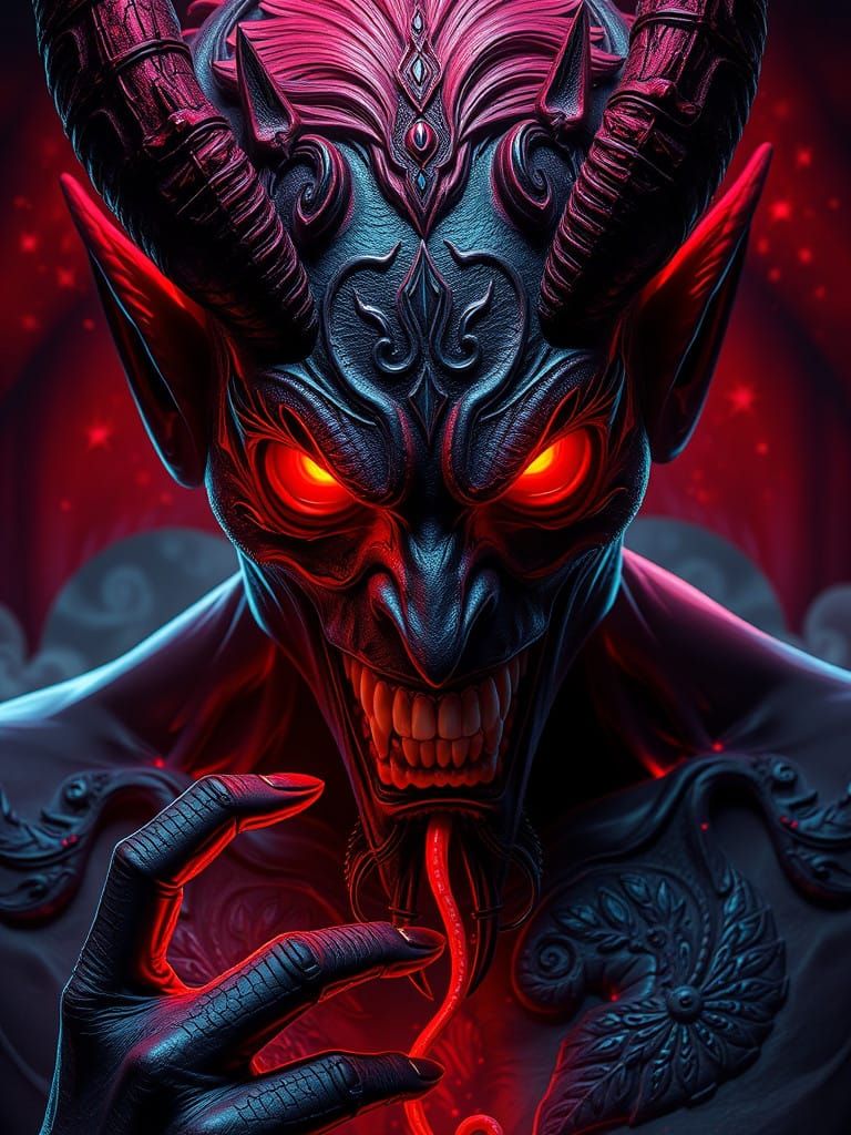 Surreal Hyper-Realistic Portrait of a Seductive Devil