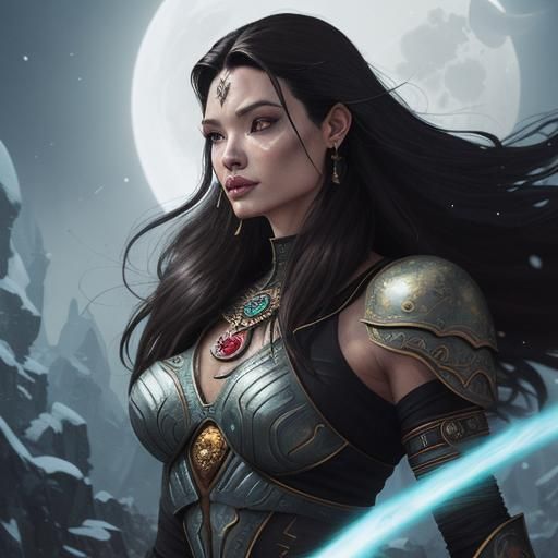 Barbarian Warrioress and Yak in DreamWorks Animation Style