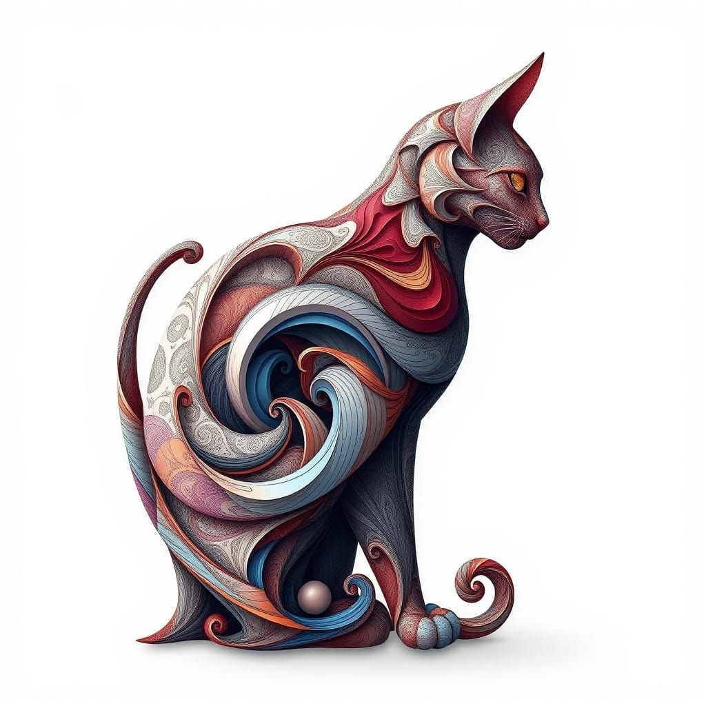 Abstract Cat Form in Futuristic Digital Art