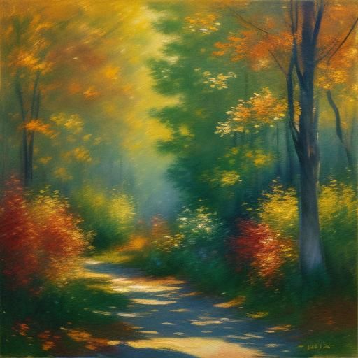 Impressionist Autumn Tree in Watercolor Style