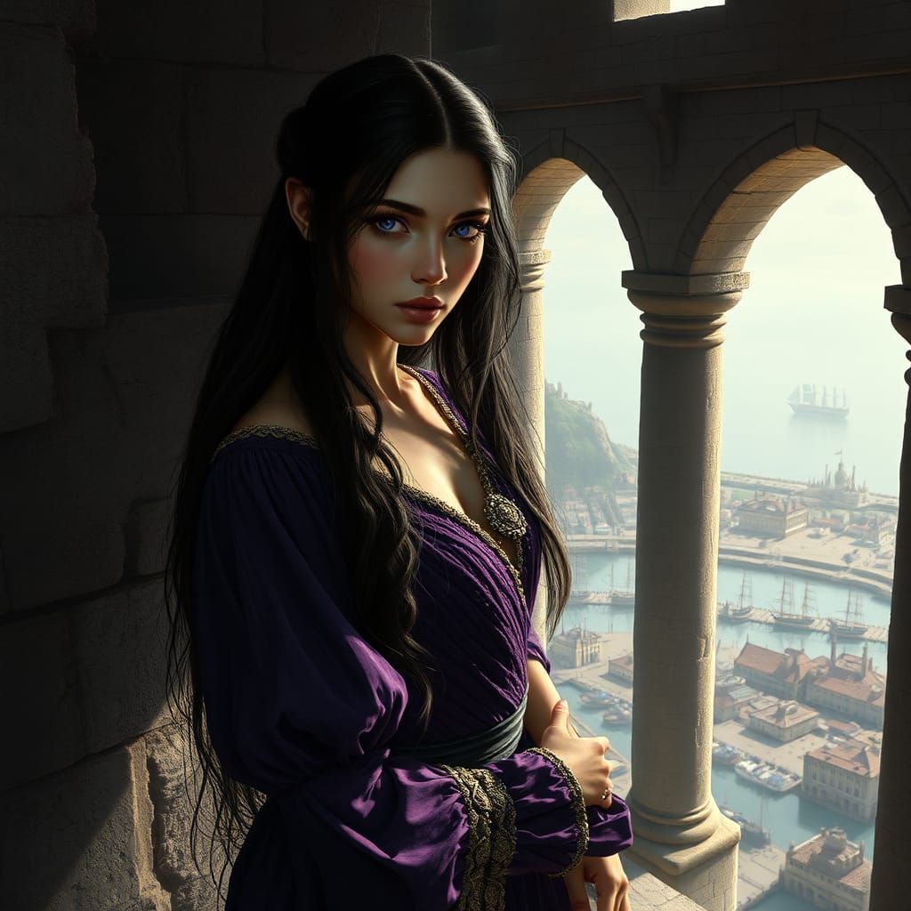 Ethereal 1st Century Maiden in Ancient Tower