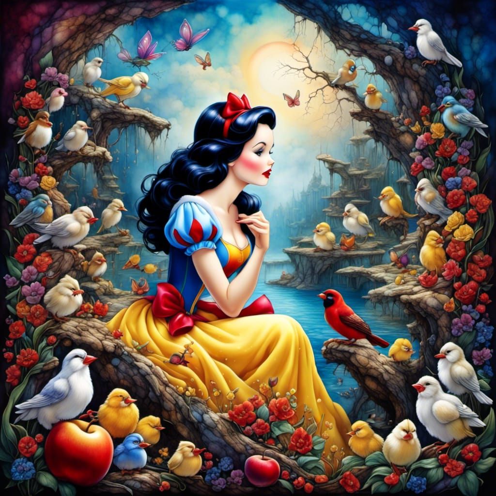 Snow White and the Birds: Artistic Composition
