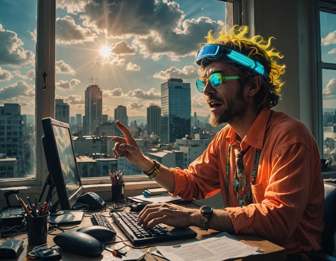 Neon Miracle Worker in Dirty Apartment