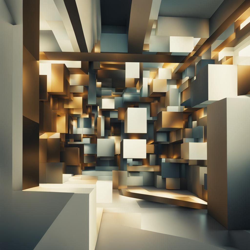 Harmonious Cubist Fractal Art