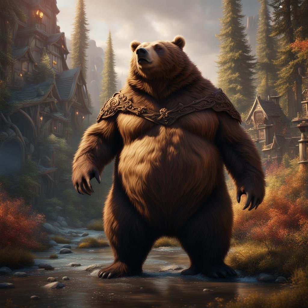 Detailed Painting of a Fantastical Fat Bear
