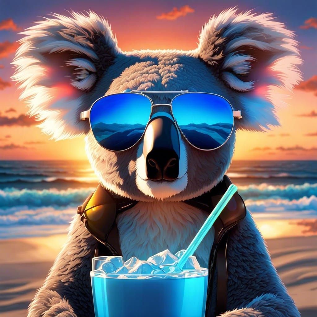 Beach Koala With Drink