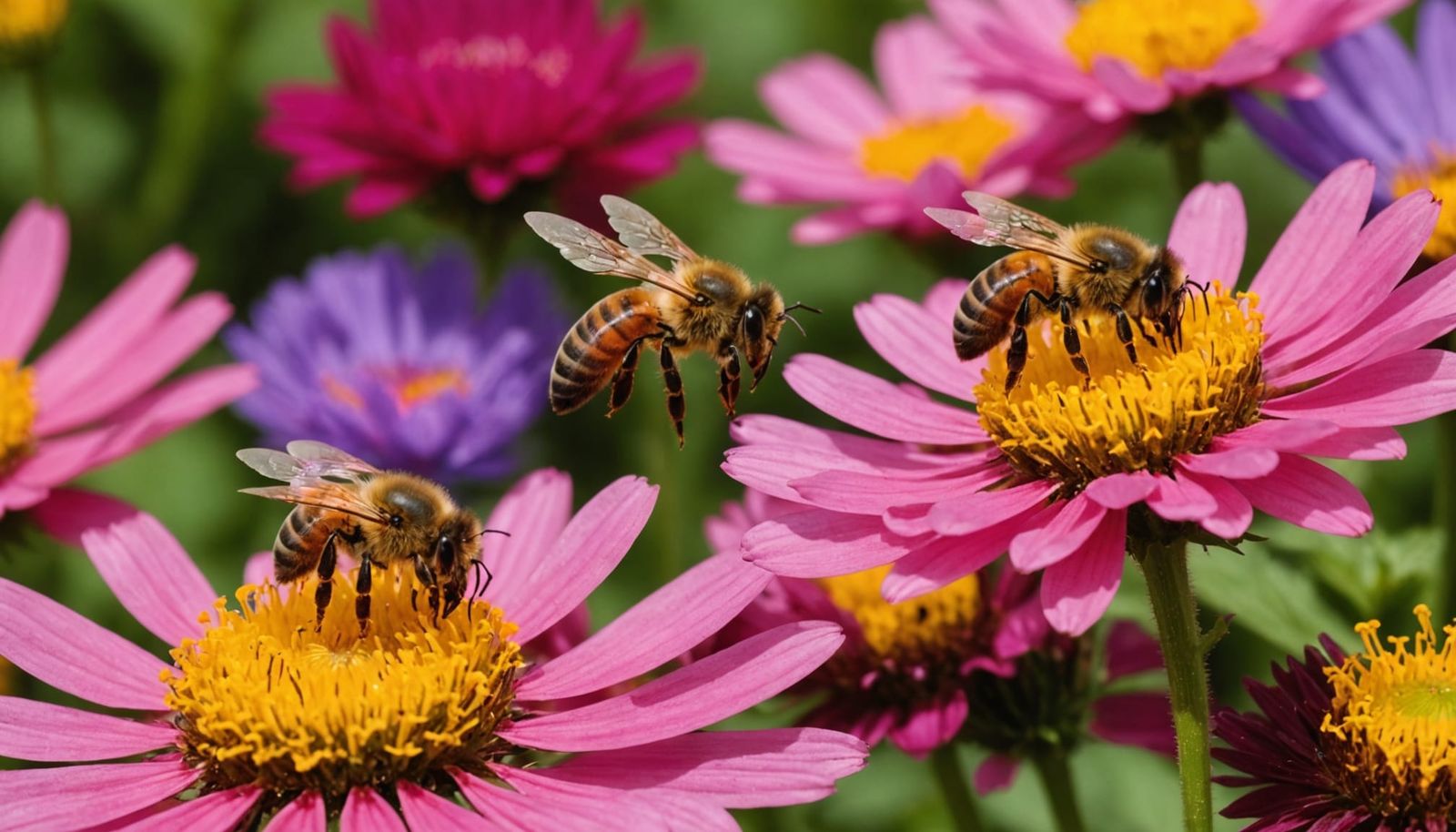 Vibrant Bees in Floral Bloom