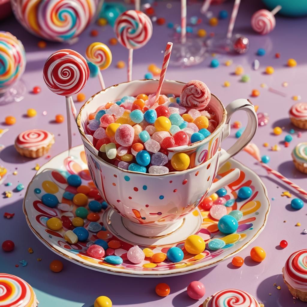 Candy Art Teacup Still Life with Icing Drips