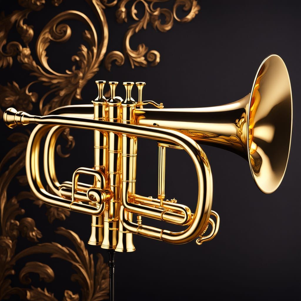 Golden Trumpet Artwork in Baroque Style
