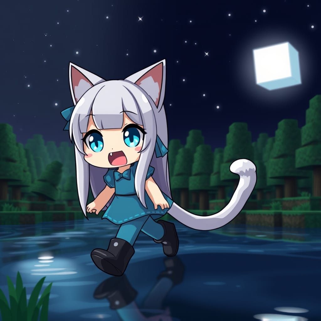 Adorable Anime Catgirl Discovers Hidden World in Minecraft
