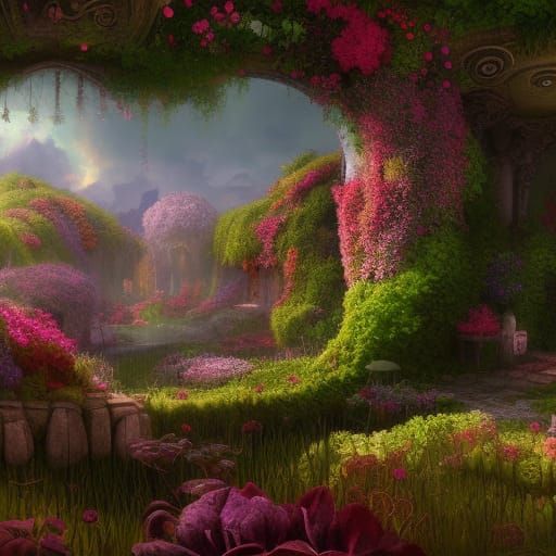 Fantastical Secret Flower Garden: 8k Concept Art