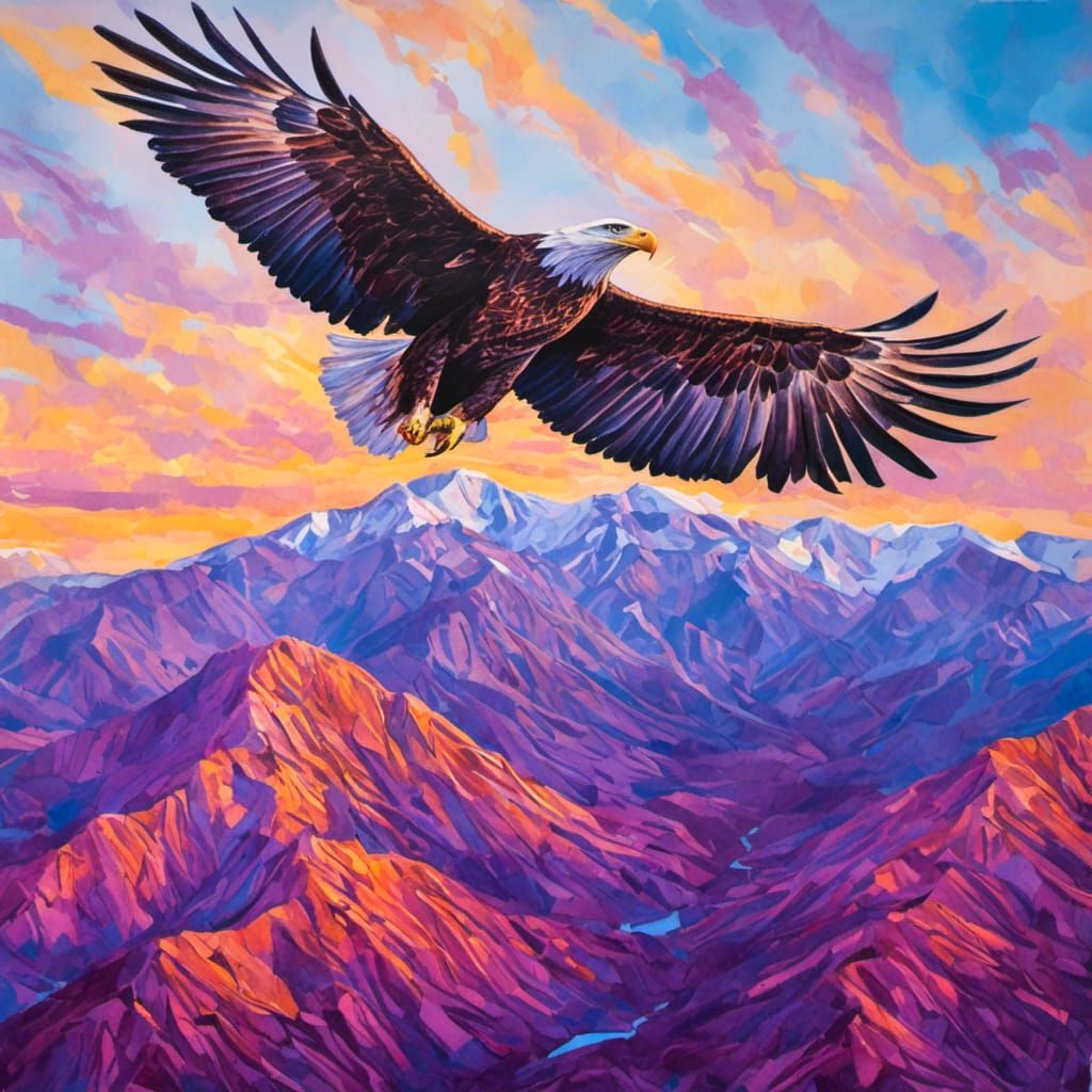Majestic Eagle Soaring in Magic Marker Style