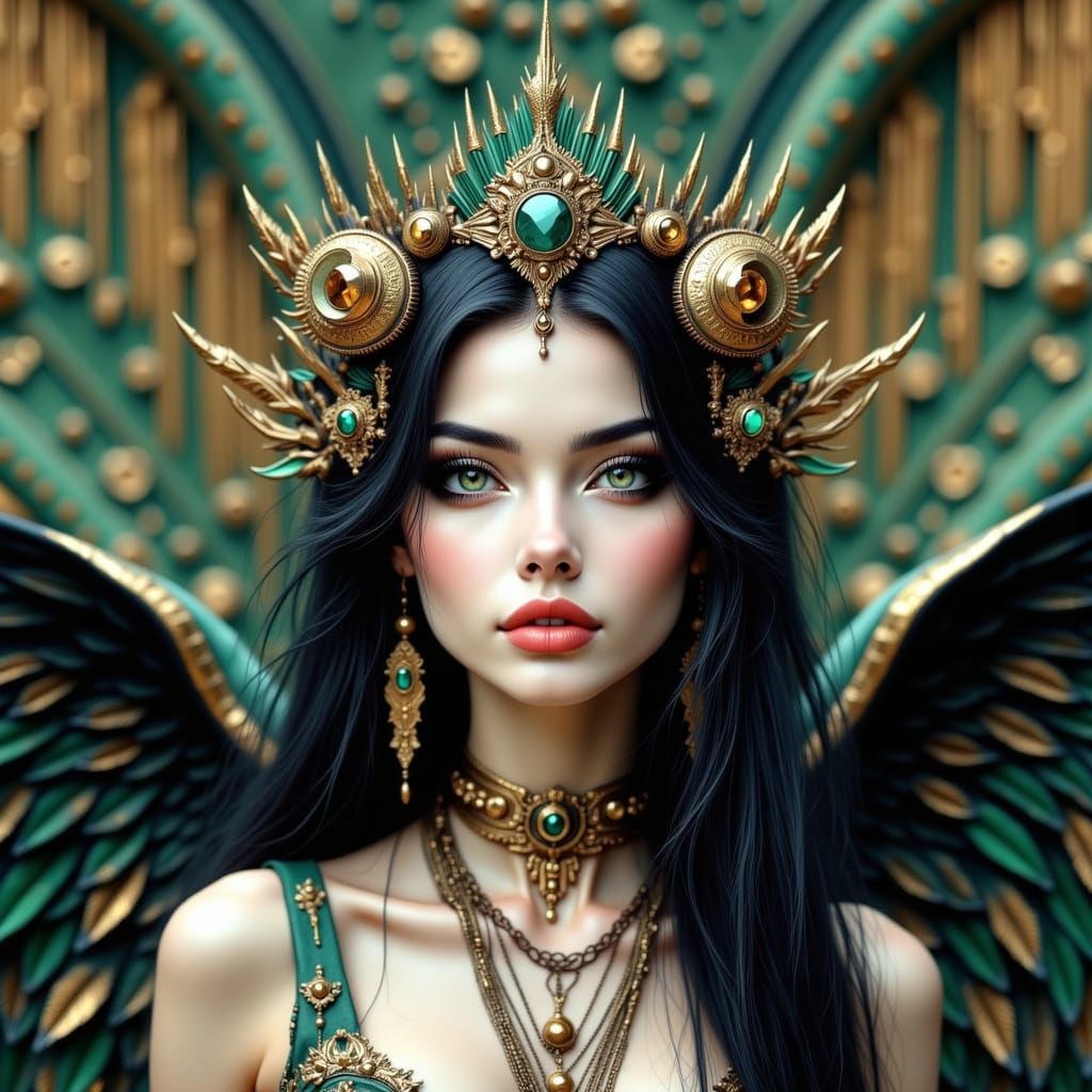 Abstract Alien Goddess in Art Brut Style