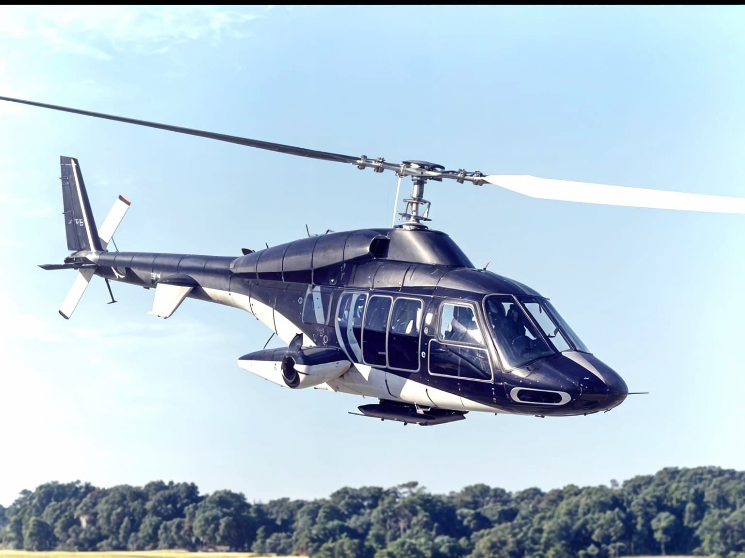 Vibrant Stained Glass Bell 222 Airwolf Helicopter