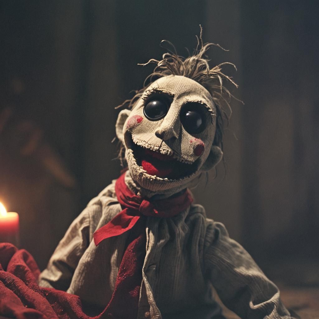 Creepy Sock Puppet in Gothic Horror Style