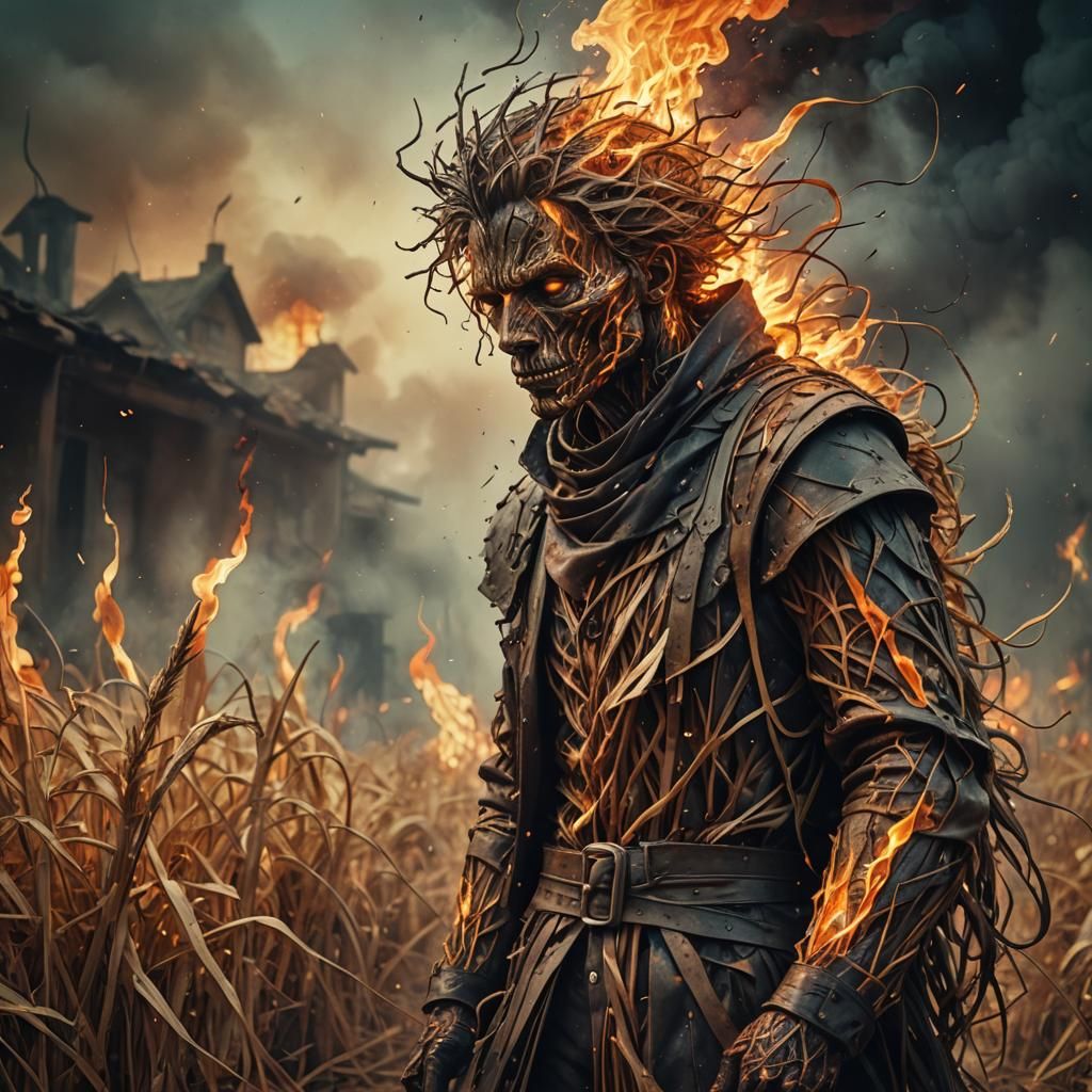 Burning Straw Man: Hyperdetailed Digital Art