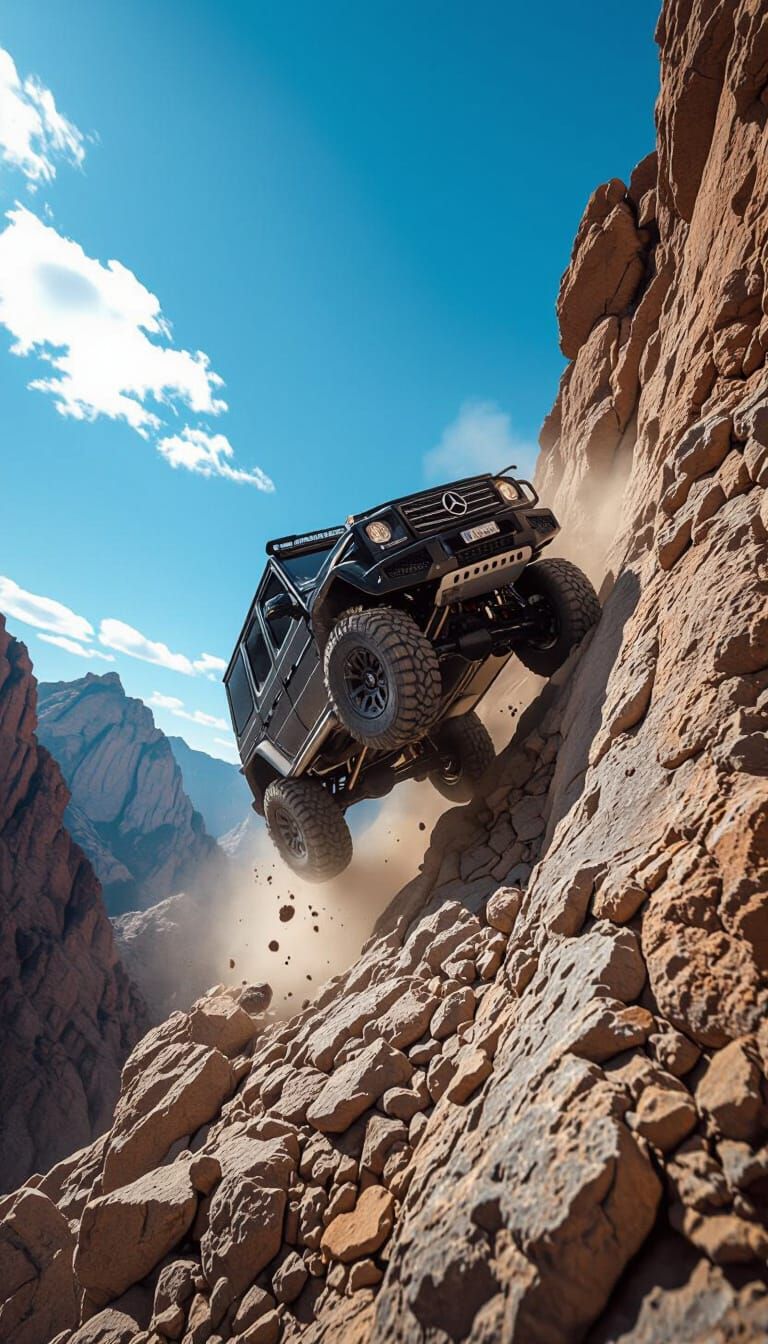 G-Wagon Climbs a Vertical Mountain in Ultra-Realistic Style