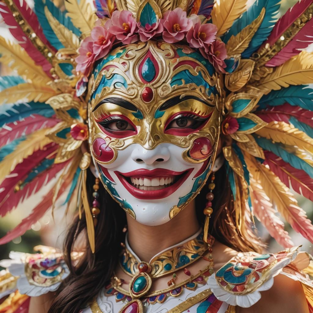adorable fluffy cute bacolod masskara mask intricate winking...