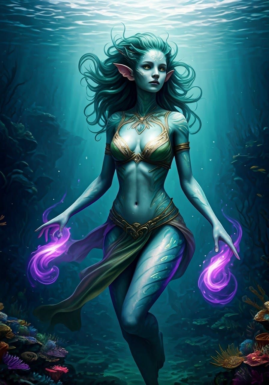 Ethereal Underwater Goddess in Enchanted Reef