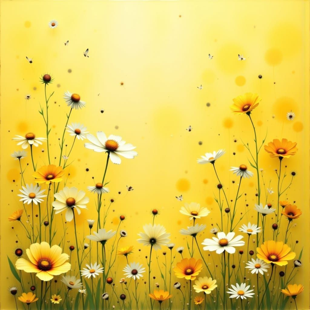 Minimalist Yellow Flowers in Aquarelle Style