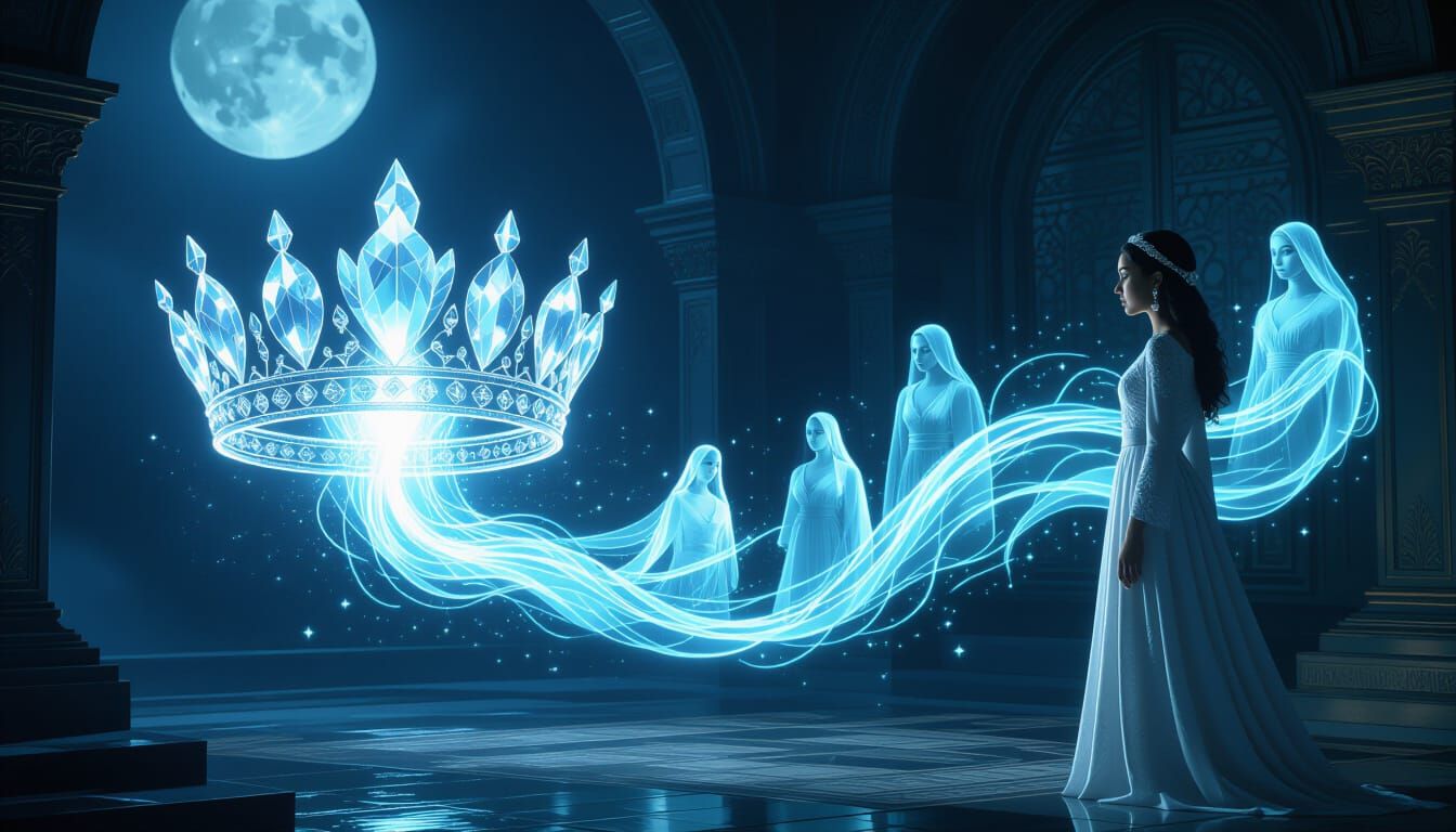 Crystal Crown Radiates Ancestral Light to Awestruck Woman