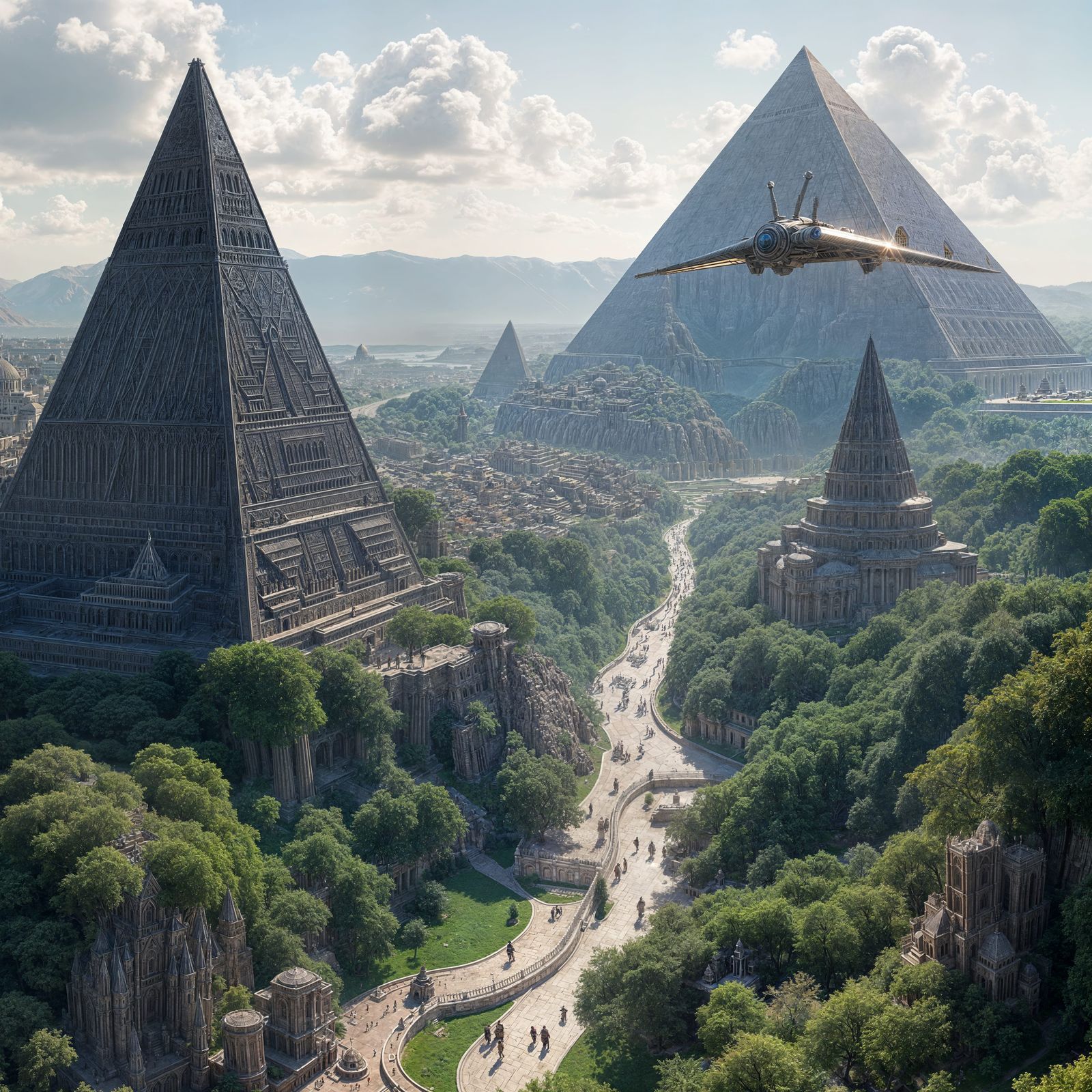 Surreal Hyper-Realistic Cityscape of Advanced Energy-Harness...