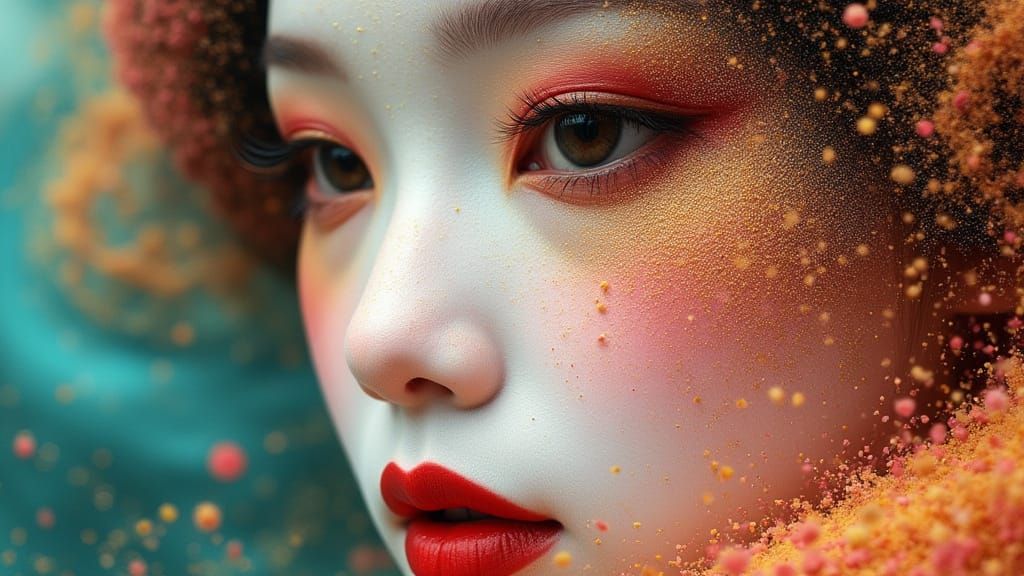 Geisha Portrait in Sand Art Style