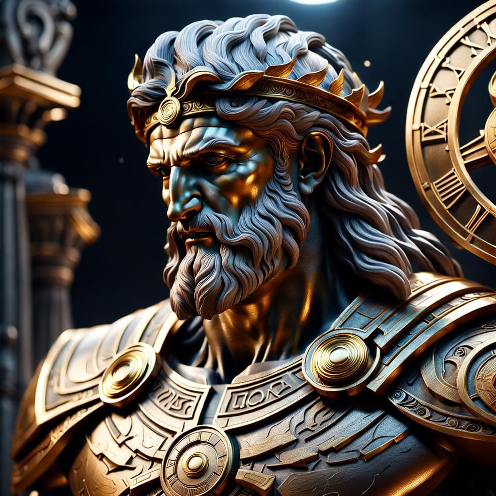 Greek God Chronos in Hyperrealistic 3D Rendering