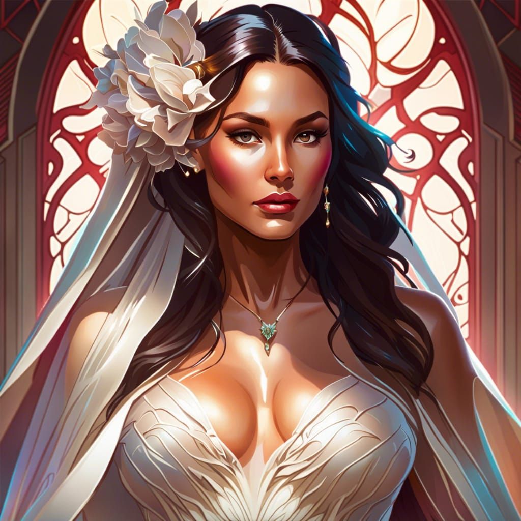 Beautiful Bride in Intricate Dress: Hyperdetailed Portrait