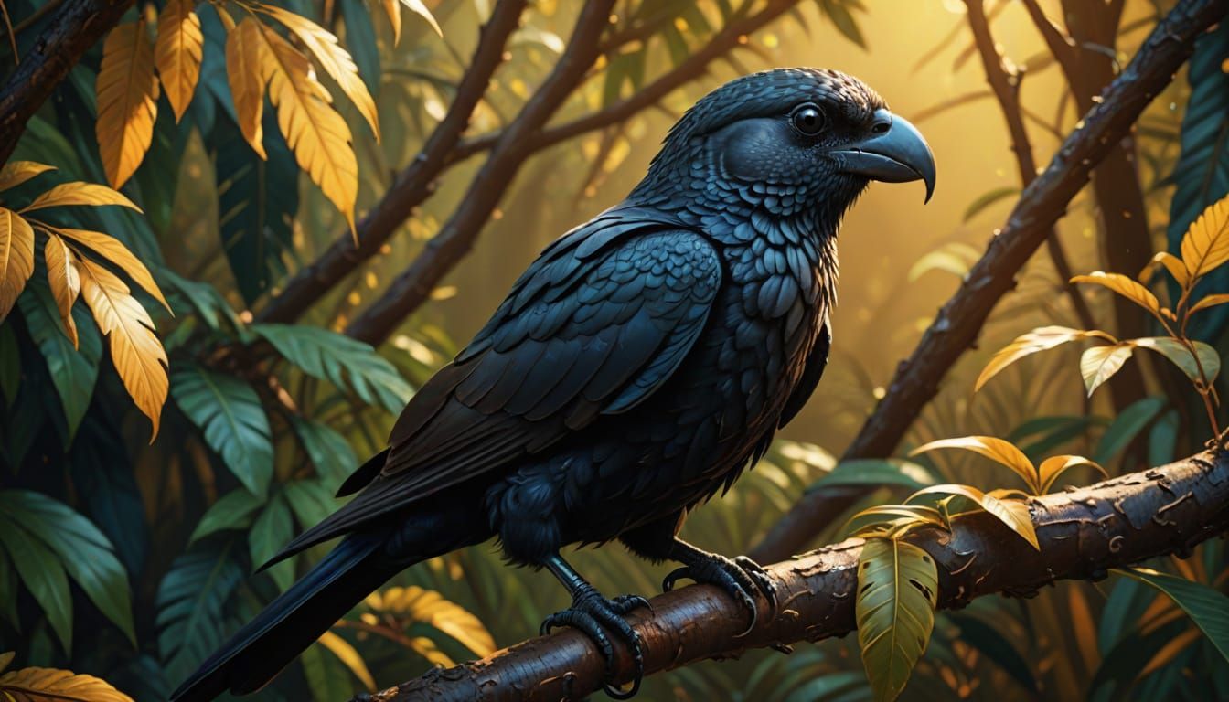 Smooth-Billed Ani in Splash Art Style