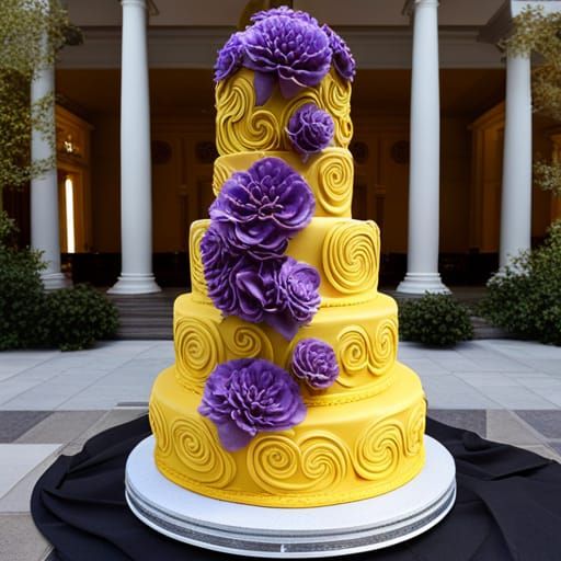 Detailed Five Tier Wedding Cake with Elaborate Frosting