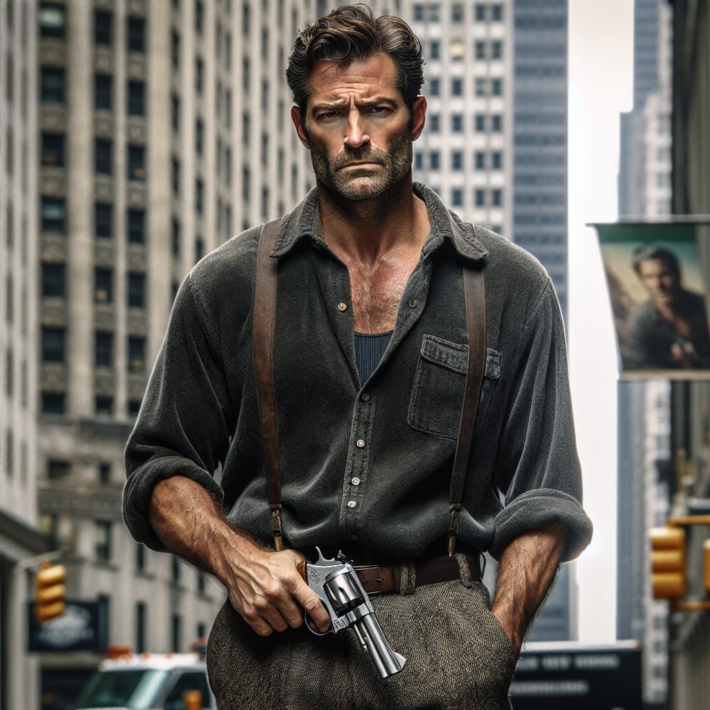 Full-body portrairñt Clint Estwood as Dirty Harry