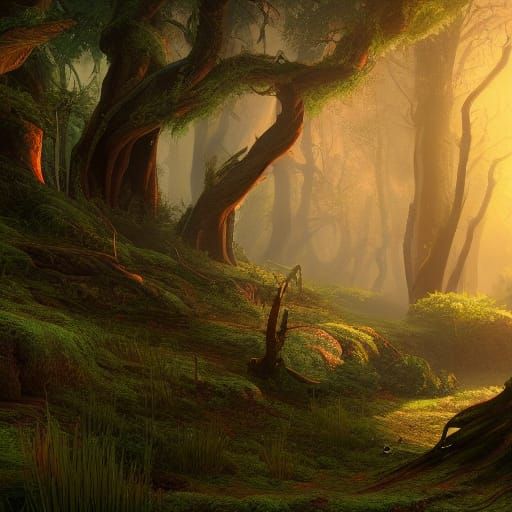 Fantastical Woods in Detailed Matte Painting