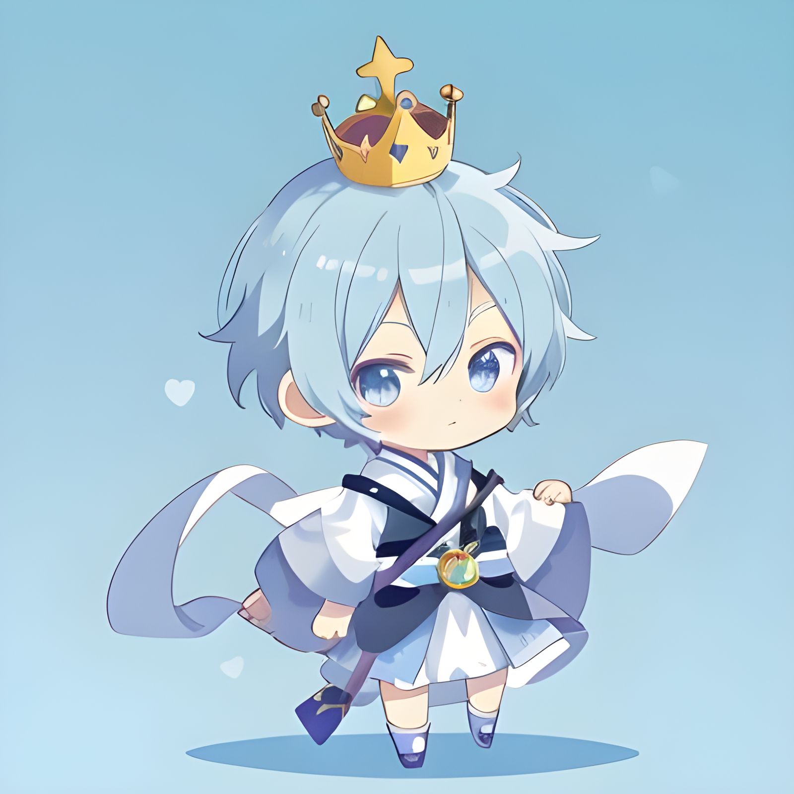 Chibi Boy with Crown in Anime Style