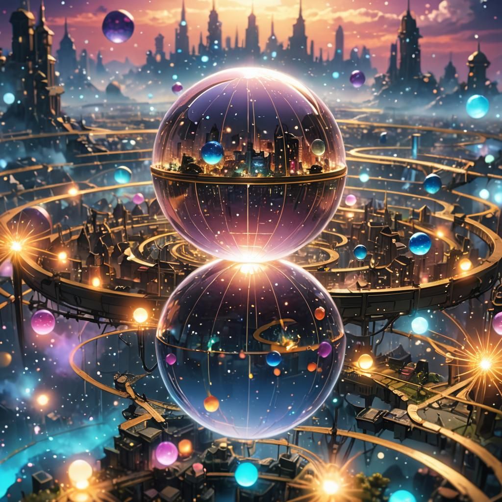 Anime Miniature Worlds in Floating Orbs