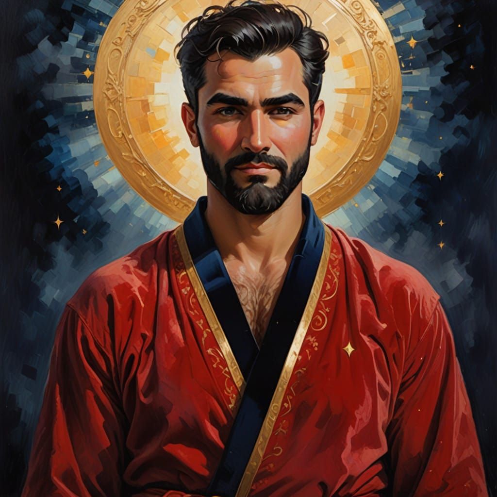 Radiant Saint in Velvet Robes