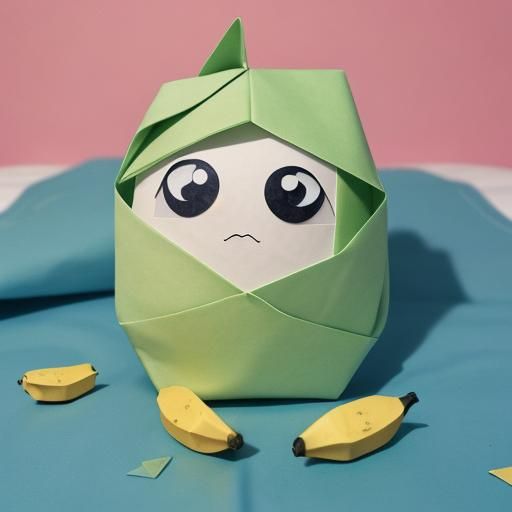 Sad Banana in Bed: Origami Papercraft Style