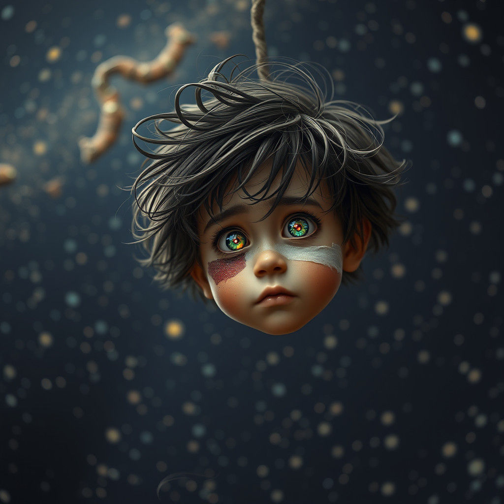Boy Lost in Starry Void: Matte Painting Style