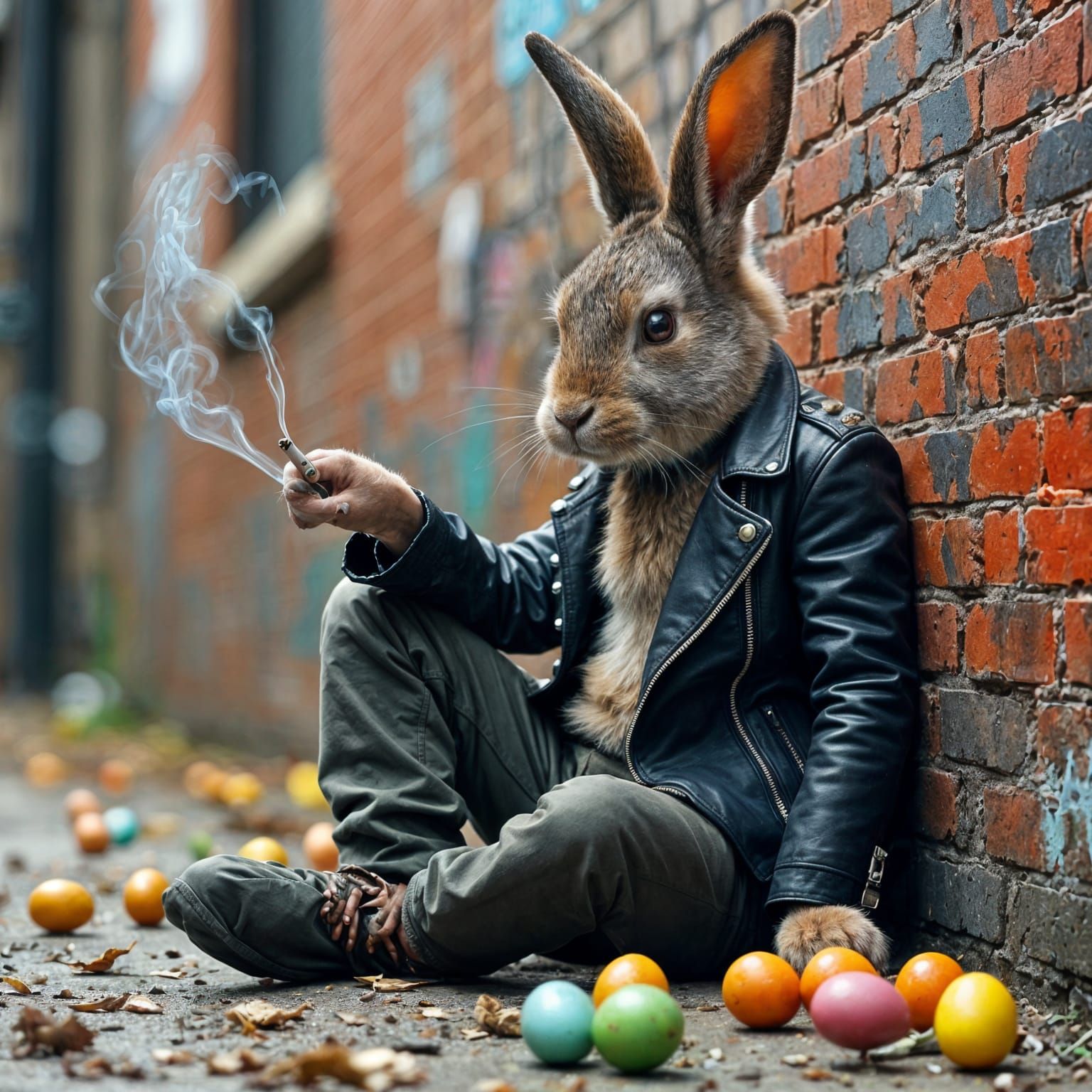 Tough Easter Bunny in Graffiti Alley