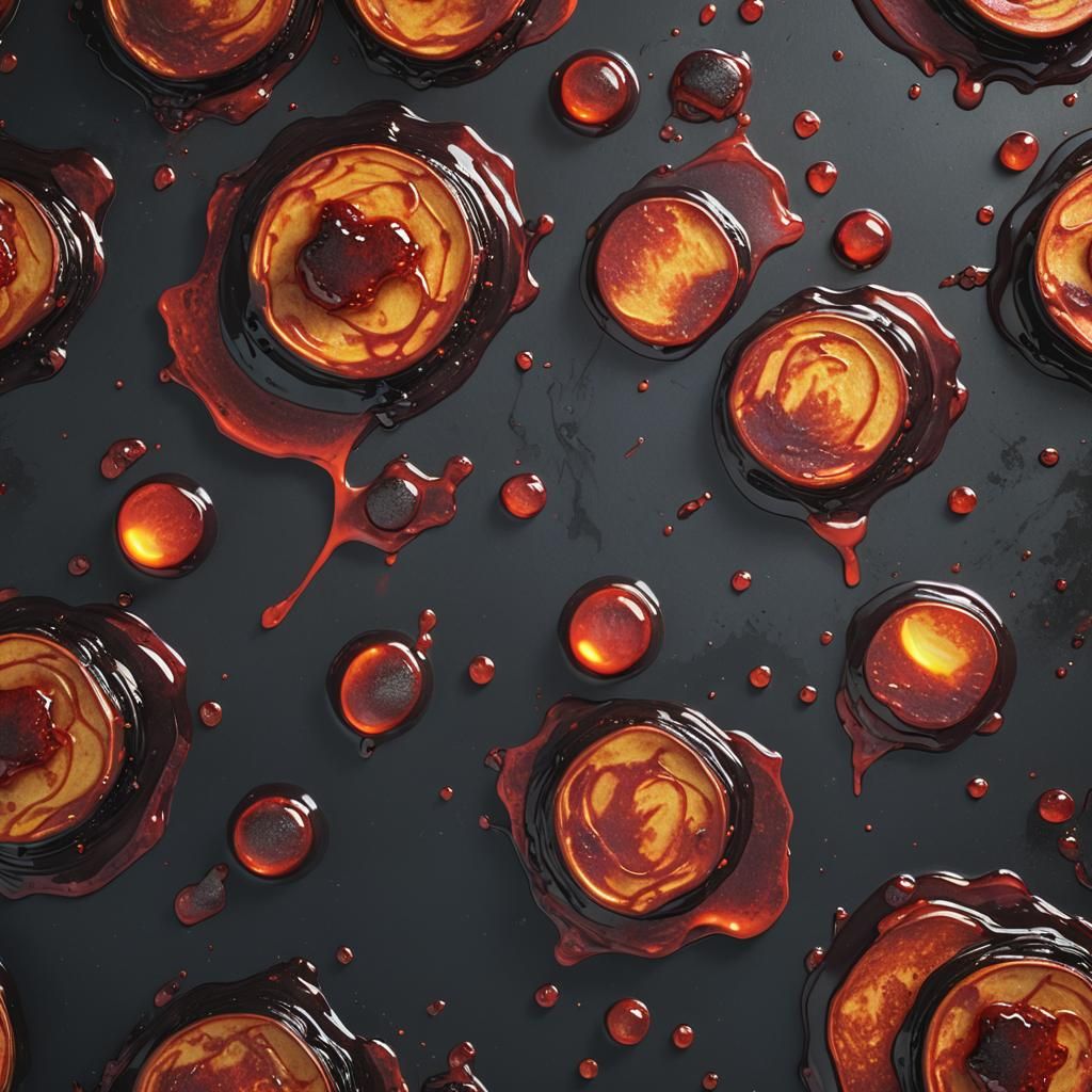 Lava Syrup Pancakes in Hyperrealistic Concept Art