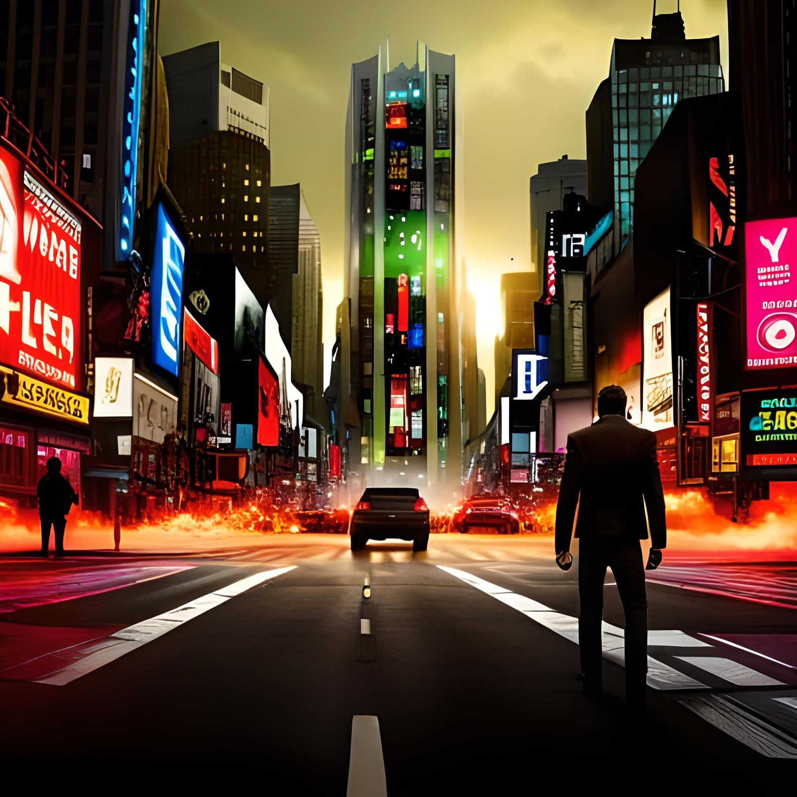 Hulk Fighting Pose in Cyberpunk 2099 Style