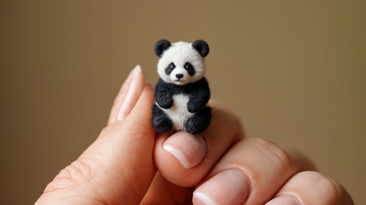 Miniature Panda Bear in Hand