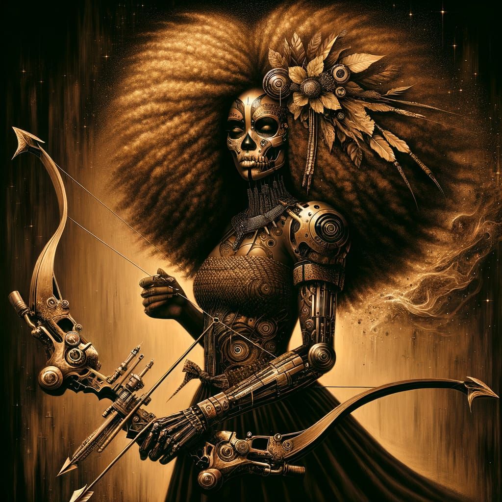 Bio-Mech Warrior in Sepia