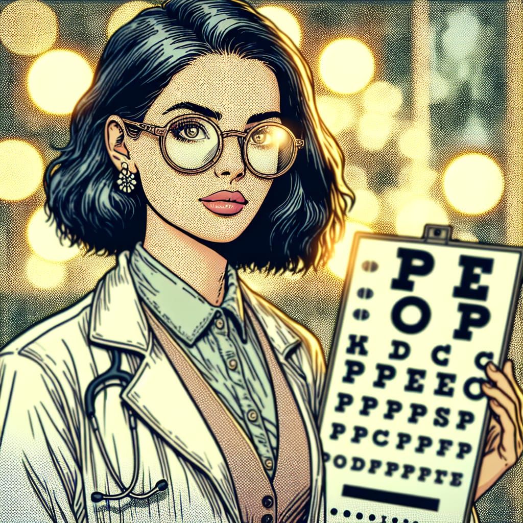 Hispanic Optometrist Portrait in French Comic Style