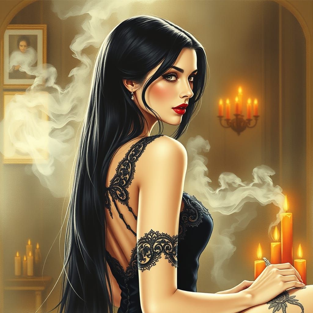 Mysterious Victorian Siren in Ethereal Atmosphere