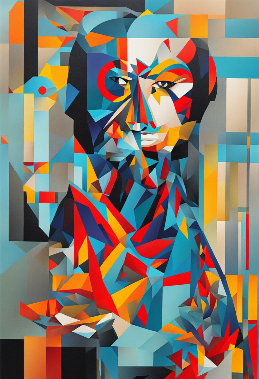 Abstract Geometric Portrait in Contemporary Style