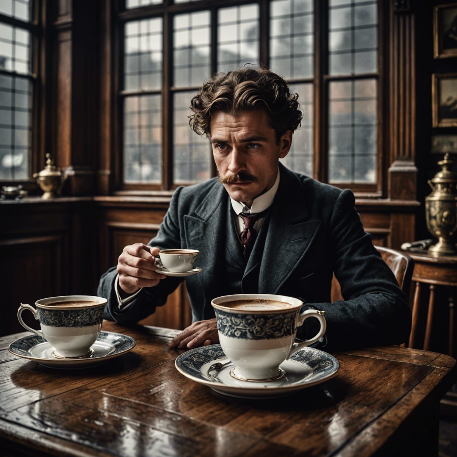 Moody Edwardian Coffee: Hyperrealistic 64 Megapixel Photo