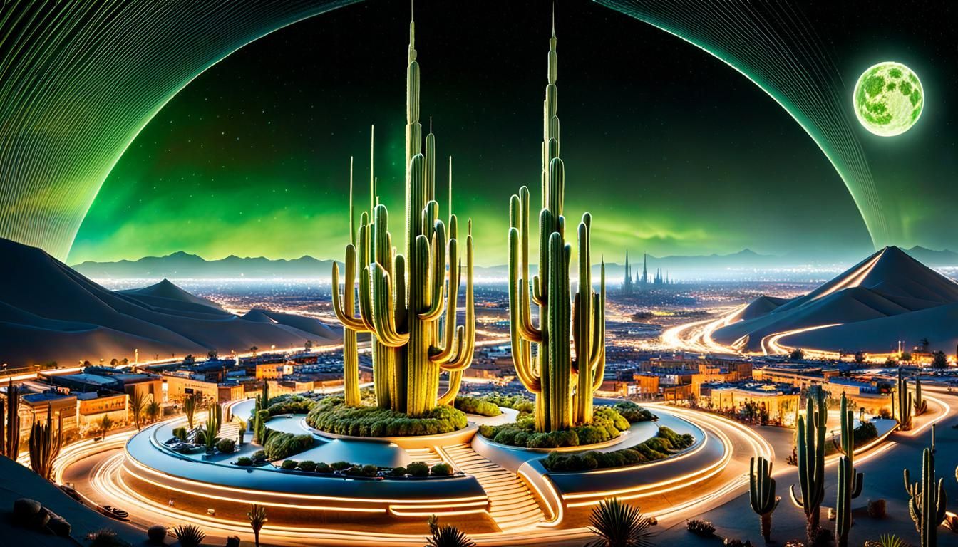 Futuristic Oasis City: Ecological Biopunk Utopia