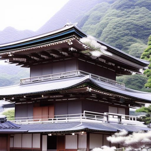 Japanese House with Mountain: Detailed Dynamic Lighting